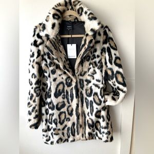 Bardot Leopard Print Faux Fur Coat